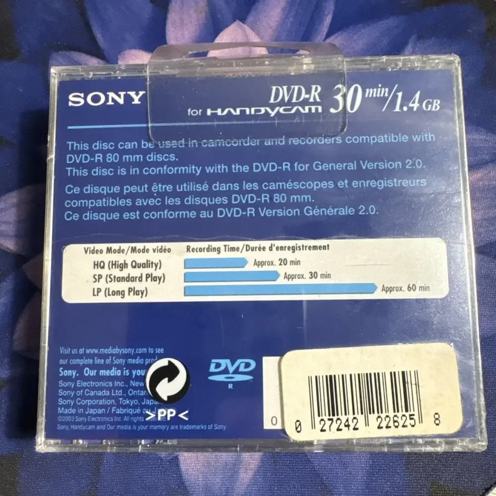LOT of (3) SONY HANDYCAM DVD-R DVD Recordable! 30 min, 1.4 GB, BRAND NEW Sealed